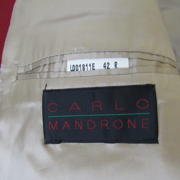Carlo Mandrone Red 100% Wool 3 Button Blazer - Picture 8 of 16